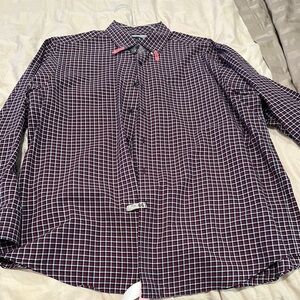 Hart Schaffner Marx Men's blue, white & red LS button down Checkered Shirt- XL